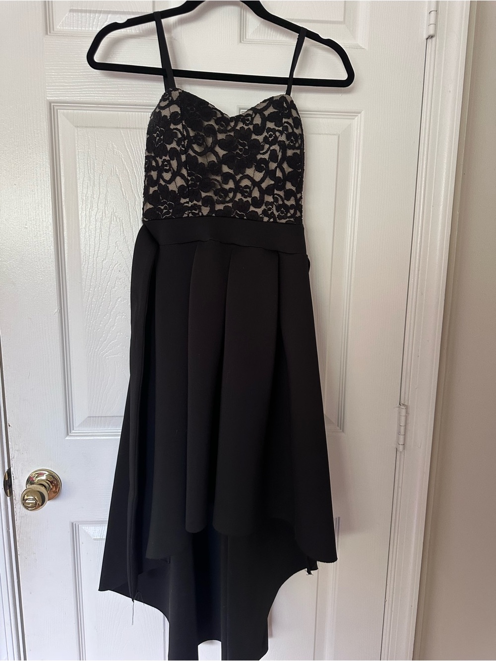 January 7 Black Lace Bodice High-Low Dress